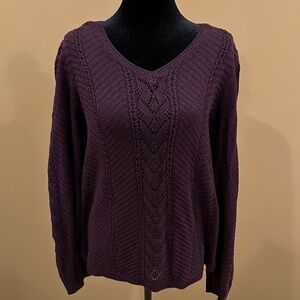 Apt. 9 Women's Deep Purple V-Neck Sweater